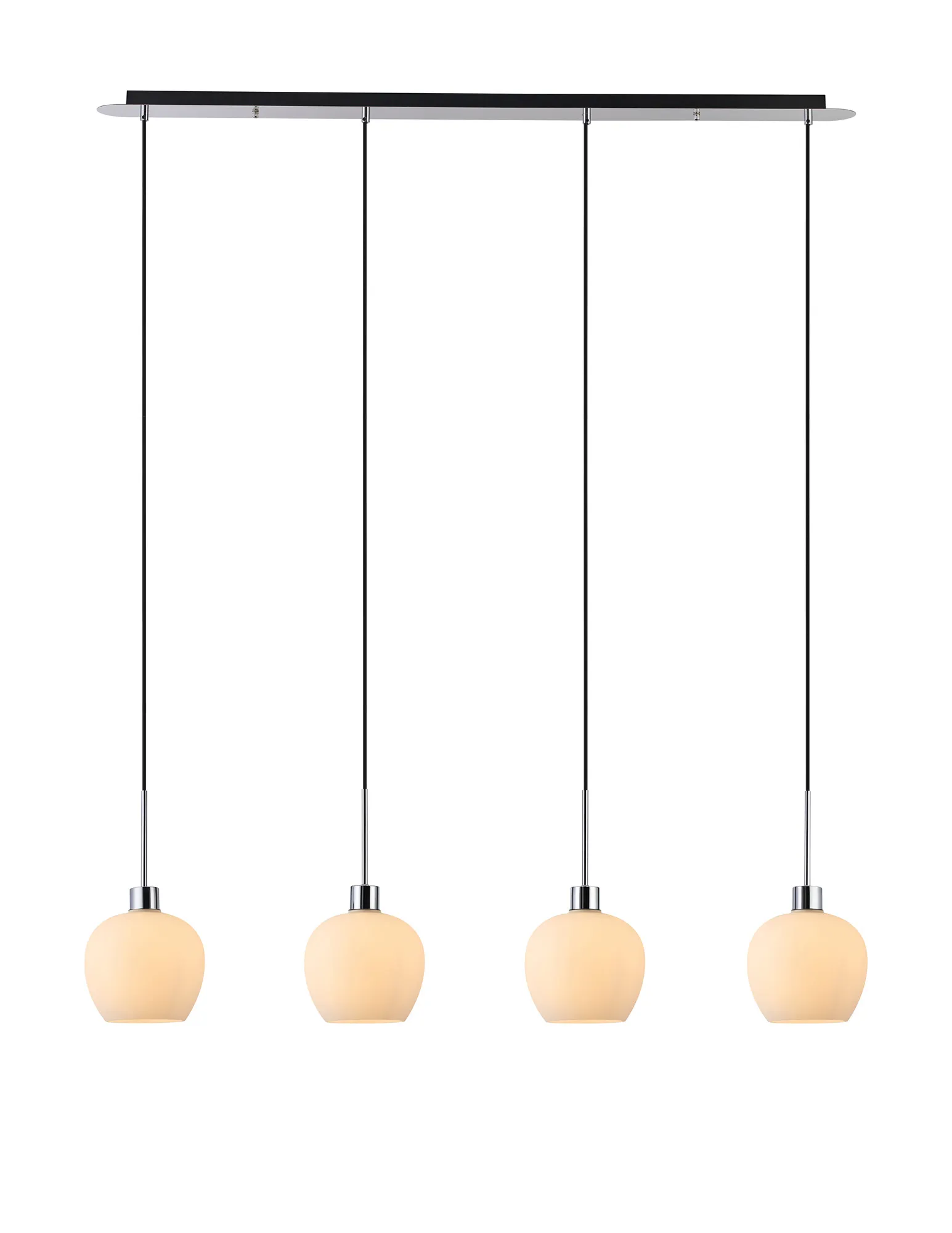 DK1325  Lori Linear Pendant, 4 Light Adjustable E27, Polished Chrome/Opal Wine Shades